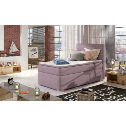 Kontinentālā gulta ar gultas kasti pa kreisi Rocco 90x200, rozā, audums Soro 65
