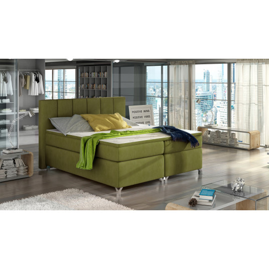Kontinentālā gulta ar gultas kasti Basilio 180X200, zaļa, audums Rivera 36