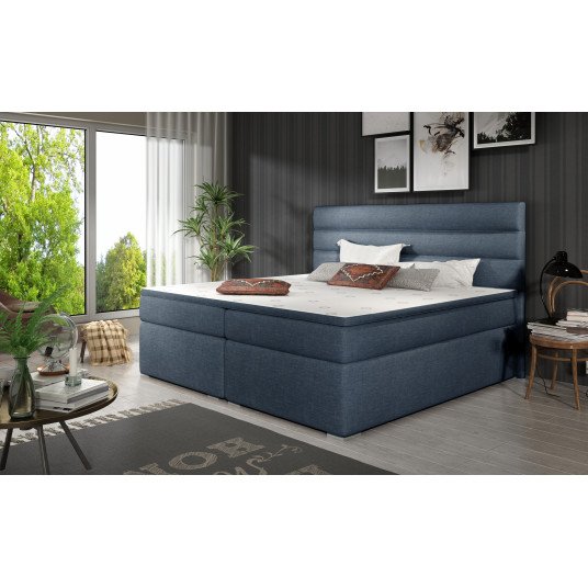Kontinentālā gulta ar gultas kasti Softy 180X200, zila, audums Sawana 80