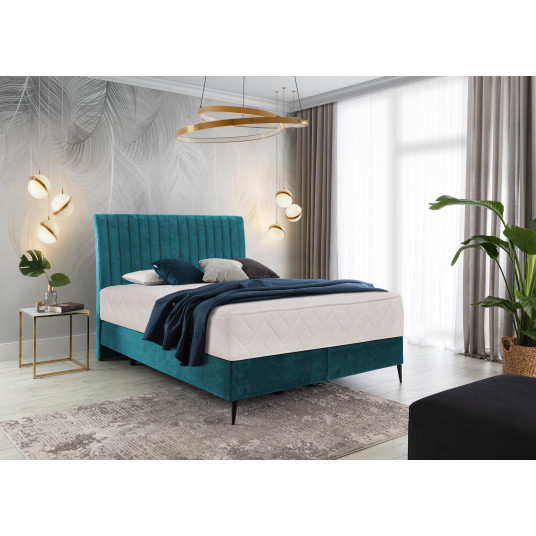 Kontinentālā gulta Blanca 160x200, zila, audums Lux 38