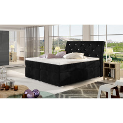 Kontinentālā gulta ar gultas kasti Balvin 140X200, melna, audums Kronos 07
