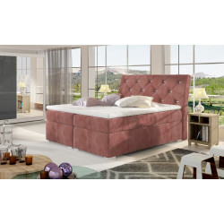 Kontinentālā gulta ar gultas kasti Balvin 140X200, rozā, audums Kronos 29