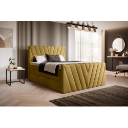 Kontinentālā gulta ar gultas kasti Candice 140X200, dzeltena, audums Loco 45