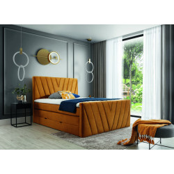 Kontinentālā gulta ar gultas kasti Candice 140X200, dzeltena, audums Nube 45