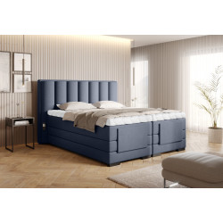 Elektriskā kontinentālā gulta Veras 160x200, zila, audums Poco 40