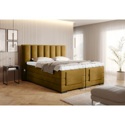 Elektriskā kontinentālā gulta Veras 140x200, dzeltena, audums Loco 45