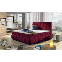 Kontinentālā gulta ar veļas kasti Vincenzo 140X200, sarkana, auduma Rivera 59