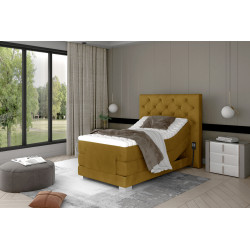 Elektriskā kontinentālā gulta Āboliņš 90x200, dzeltens, audums Monolīts 48