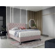 Kontinentālā gulta Cortina 140x200, rozā, audums Loco 24