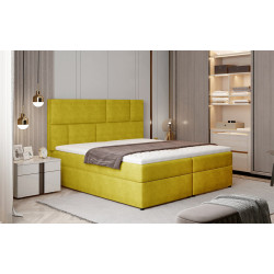 Kontinentālā gulta ar gultas kasti Florence 180x200, dzeltena, audums Omega 68
