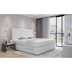 Kontinentālā gulta ar gultas kasti Idris 140x200, balts, audums Soft 17