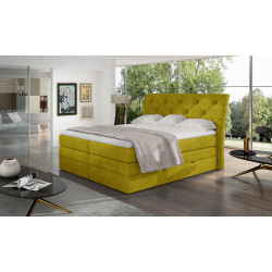 Kontinentālā gulta ar gultas kasti Mirabel 140X200, dzeltena, audums Omega 68