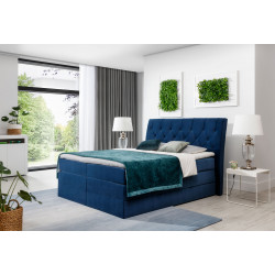 Kontinentālā gulta ar gultas kasti Mirabel 140X200, zils, auduma Paklājiņš Velvet 79