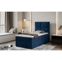 Kontinentālā gulta ar gultas kasti Rivia 90x200, zila, auduma Monolith 77