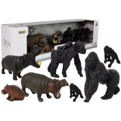 Figūru komplekts: Safari dzīvnieki (nīlzirgs, gorilla)