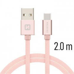 Swissten Textile Universal Quick Charge 3.1 USB-C Data and Charging Cable 2m Rose Gold