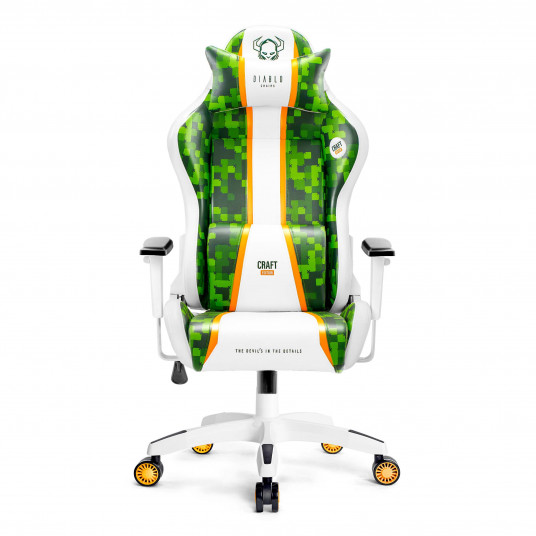 Spēļu krēsls Diablo X-One Craft King izmērs: balts-zaļš
