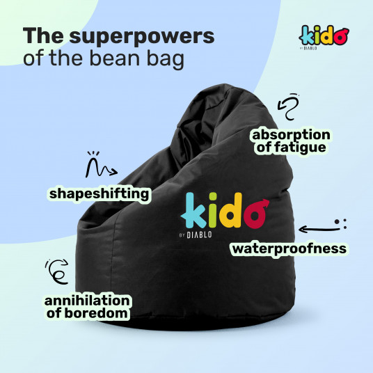 Bērnu pupiņu maiss KIDO no DIABLO: melns