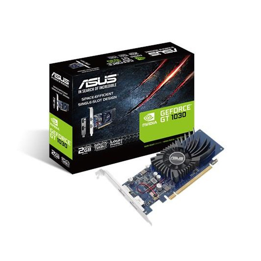 Graphics Card|ASUS|NVIDIA GeForce GT 1030|2 GB|64 bit|PCIE 3.0 16x|GDDR5|Memory 6008 MHz|GPU 1266 MHz|Single Slot Fansink|1xHDMI|1xDisplayPort|GT1030-2G-BRK