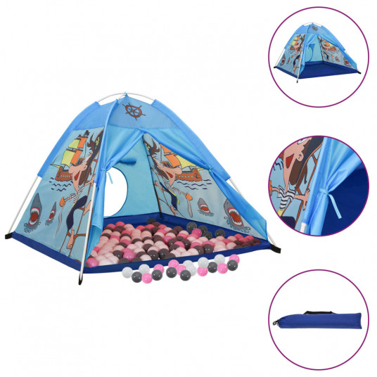 Spēļu telts ar 250 bumbiņām, zila, 120x120x90cm