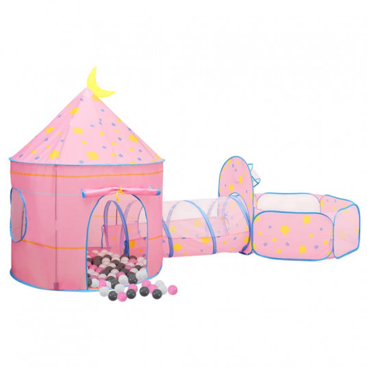 Rotaļu telts ar 250 bumbiņām, rozā, 301x120x128 cm