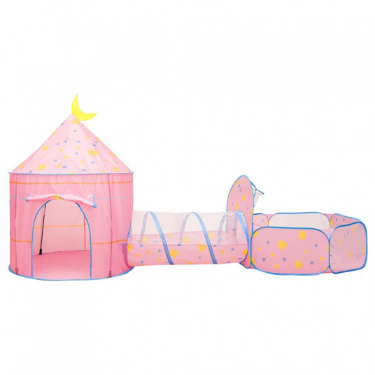 Rotaļu telts ar 250 bumbiņām, rozā, 301x120x128 cm