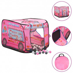 Spēļu telts ar 250 bumbiņām, rozā, 70x112x70cm