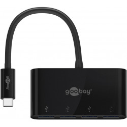 Goobay 4-portu USB-C vairāku portu adapteris 61073 melns, USB-A, C tips