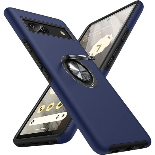 AOUIA Google Pixel 7A Case with 360° Magnetic Rotating Stand Blue