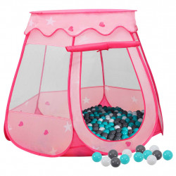 Rotaļu telts ar 250 bumbiņām, rozā, 102x102x82 cm