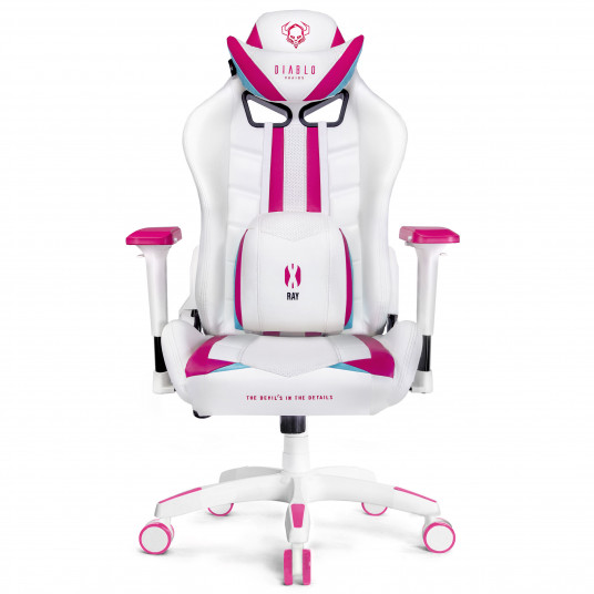 Spēļu krēsls Diablo X-Ray King izmērs: balts rozā