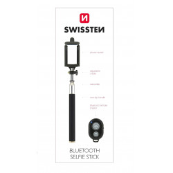 Swissten Bluetooth Selfie Stick For Mobile Phones and Cameras With Remote Control Black
