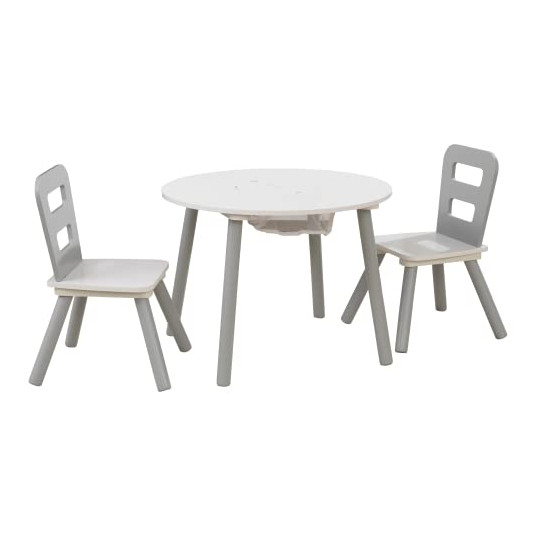 Kidkraft apaļā galda un 2 krēslu komplekts - pelēks un balts 26166