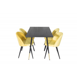 Ēdamistabas komplekta galds Dipp ar 4 krēsliem Velvet