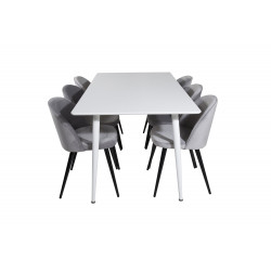 Ēdamistabas komplekta galds Polar ar 6 krēsliem Velvet