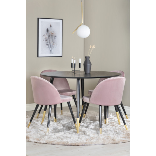 Ēdamistabas komplekta galds Dipp ar 4 krēsliem Velvet