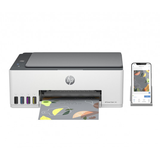 HP Smart Tank 580 All-in-One Printer, Color, Spausdintuvas skirtas Home and home office, Print, copy, scan, Wireless; High-volume printer tank; Print from phone or tablet; Scan to PDF 1F3Y2A