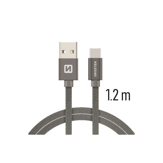 Swissten Textile Universal Quick Charge 3.1 USB-C Data and Charging Cable 1.2m Grey