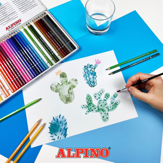 Krāsainie zīmuļi ALPINO Color experience aqualine 36sp metāla kastītē