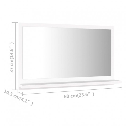 Vannasistabas spogulis, balts, 60x10,5x37 cm, inženierijas koks