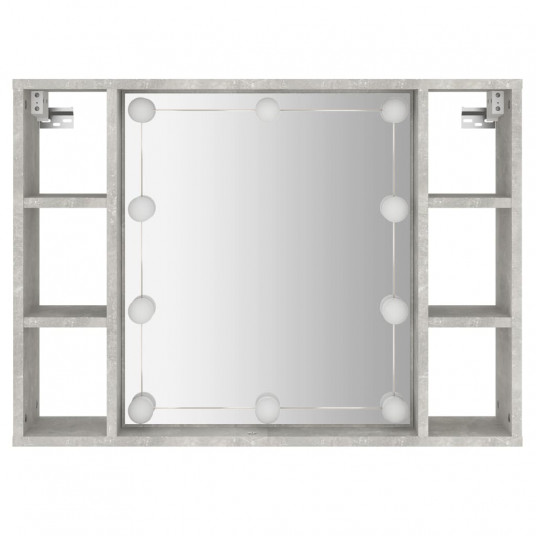 Spoguļskapītis ar LED, betona pelēks, 76x15x55 cm