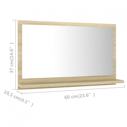 Vannasistabas spogulis, ozolkoka krāsā, 60x10,5x37 cm