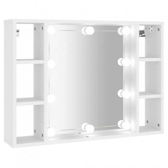 Spoguļskapītis ar LED, balts, 76x15x55 cm