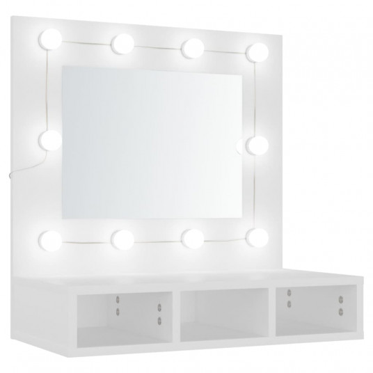 Spoguļskapītis ar LED, balts, 60x31,5x62 cm