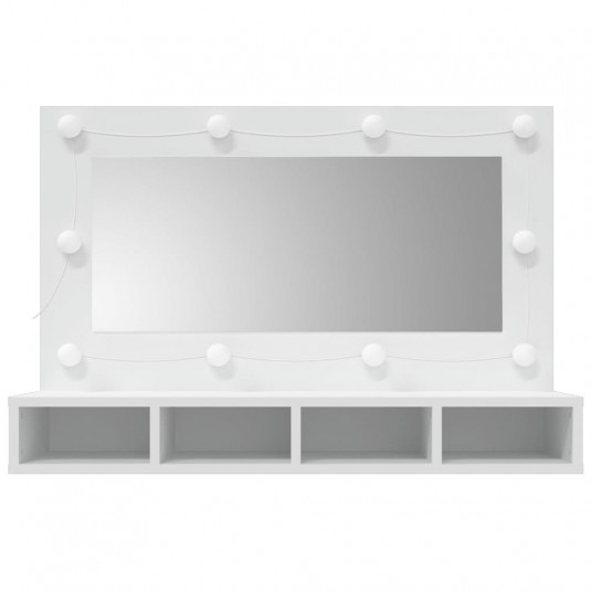 Spoguļskapītis ar LED, balts, 90x31,5x62 cm