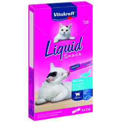 Liquid Snack kaķu barības piedeva - gardumi ar lasi un Omega 3 6x15 g