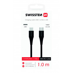 Swissten Basic Universal Quick Charge 3.1 USB-C to Micro USB Data and Charging Cable 1m Black