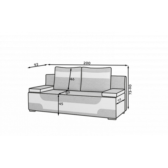 Dīvāns-gulta Zona ar gultas veļas kasti zaļa, Monolith 37, Monolith 84