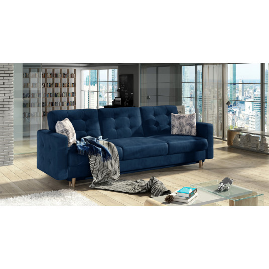 Dīvāns-gulta Asgard ar gultas kasti zilā krāsā, Monolith 77, Botanical 80
