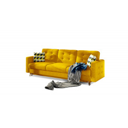 Dīvāns-gulta Asgard ar gultas kasti dzeltens, Omega 68, Zigzag 53